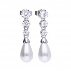 Simulated Pearl & Zirconia Drop Earrings